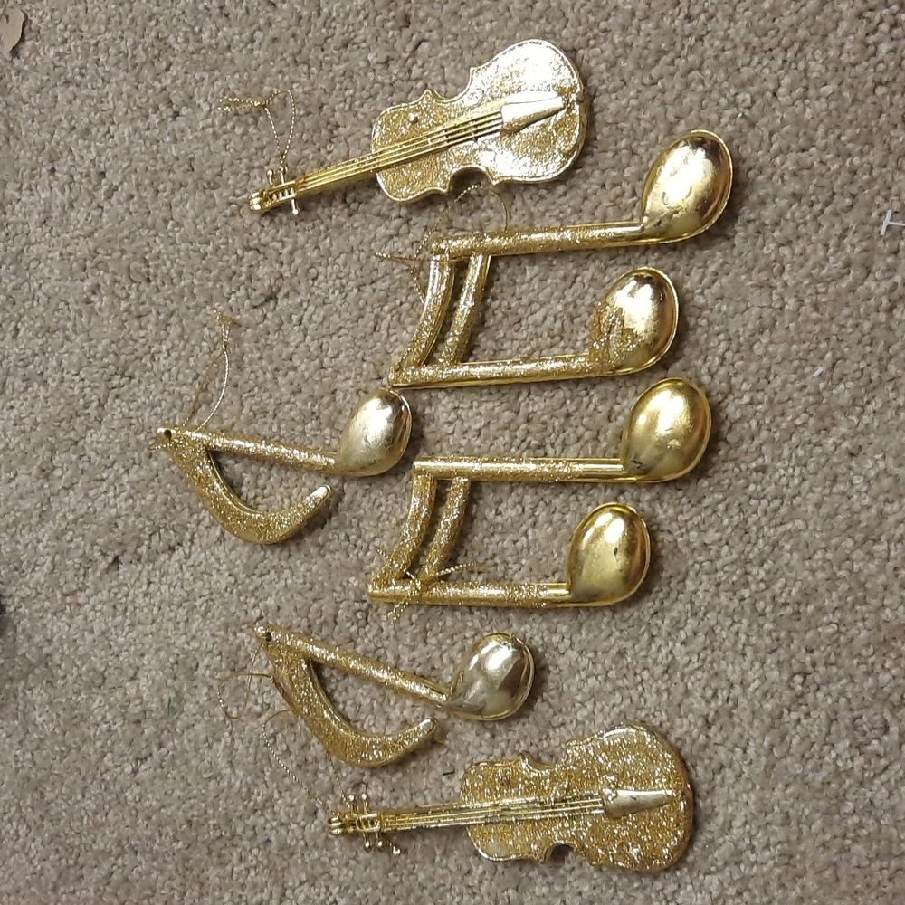 Fund Raiser Gold Glitter musical notes christmas ornaments